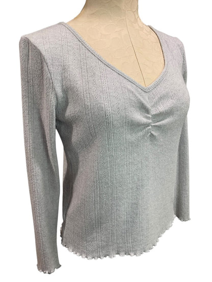 XS Loft Womens Lightweight Loose Knit Sweater Gray V-Neck