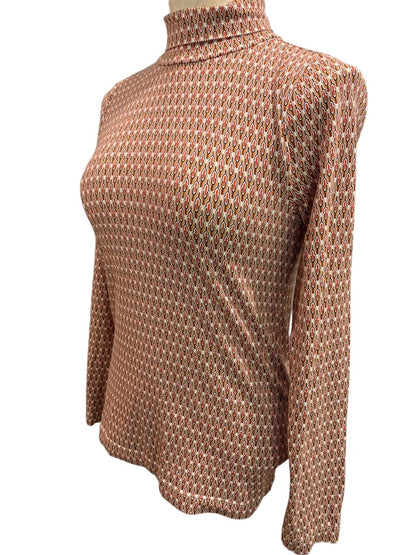 Small Loft Womens Print Turtleneck Soft Retro Print Long Sleeve