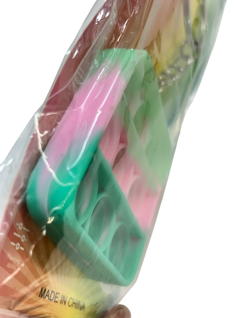 New PopToy Fidgety Silicone Green Pink Keyring Key Chain