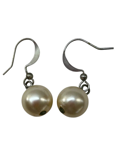 Faux Pearl 10mm Fish Hook Pierced Earrings 1 Inch Drop Dangle