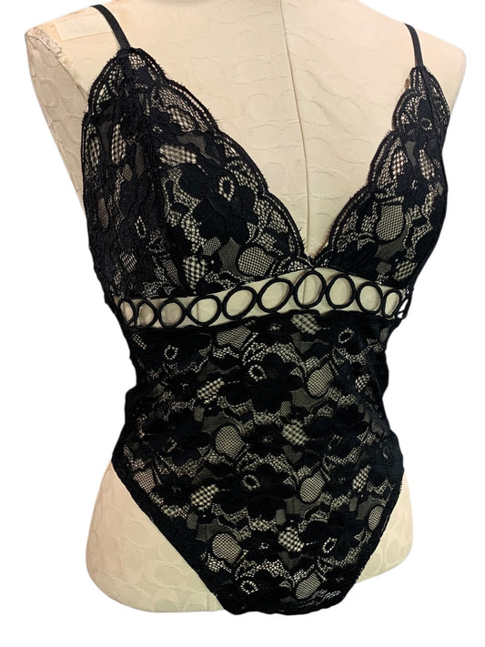Medium Fashion Nova Womens New Black Lace Bodysuit Alia