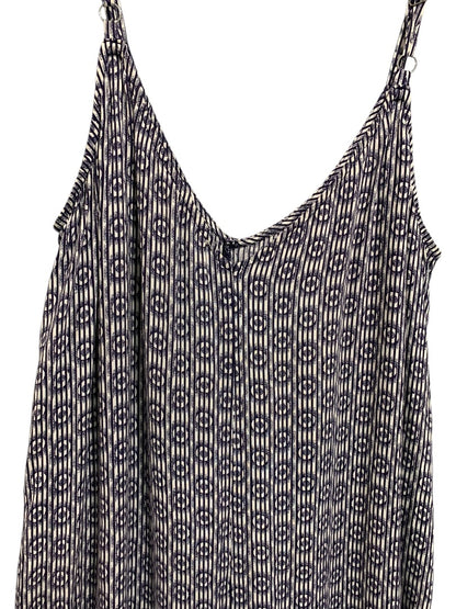 XS Floreat Romper Womens Navy Blue Print Sleeveless Jumpsuit Capri Crop