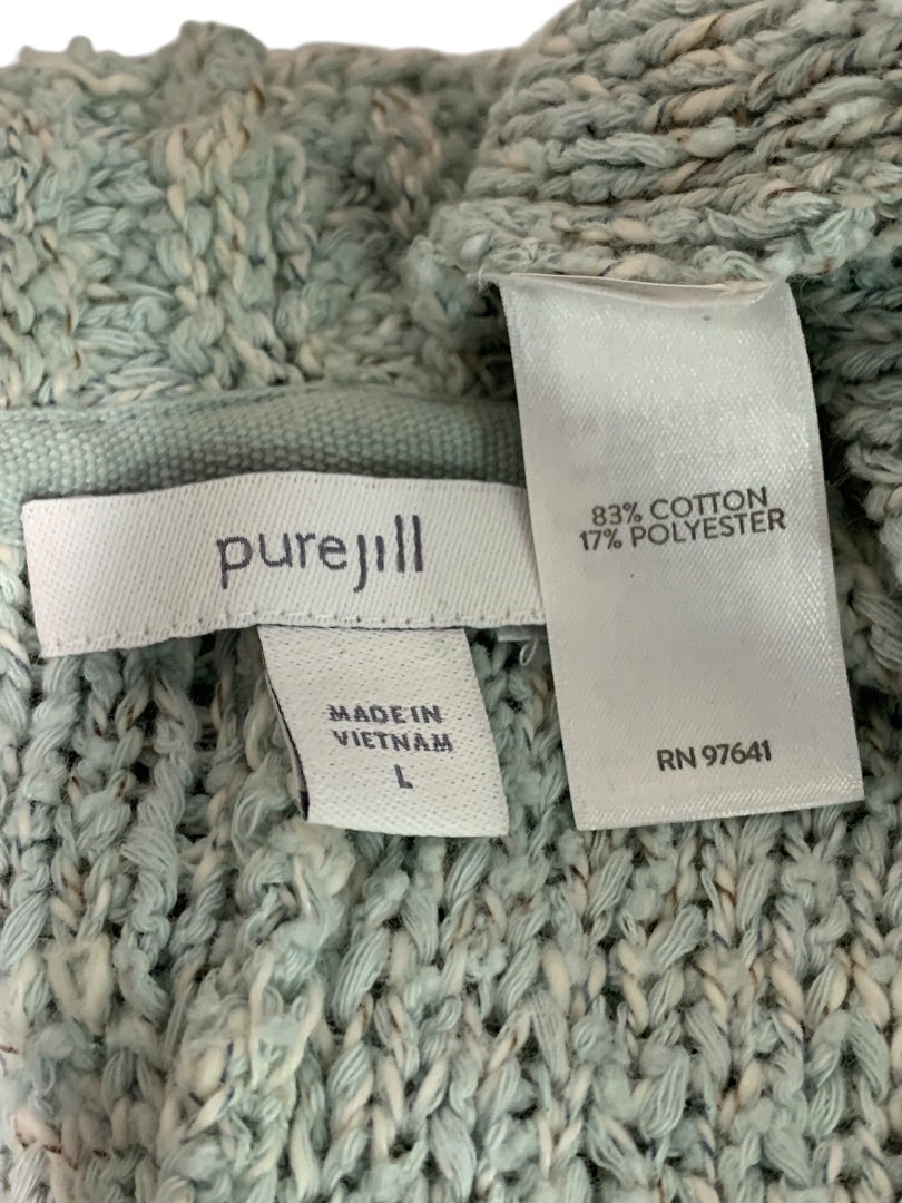Large Pure Jill J.Jill Womens Open Soft Cardigan Sweater Blue Marled Knit