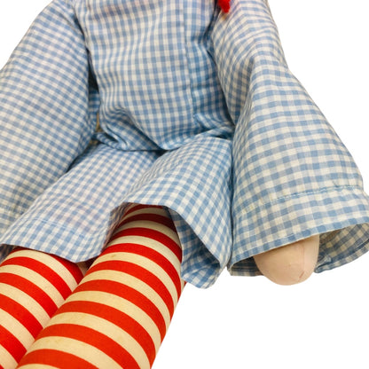 Vintage Raggedy Ann Rag Doll Blue Gingham Dress 25 Inch