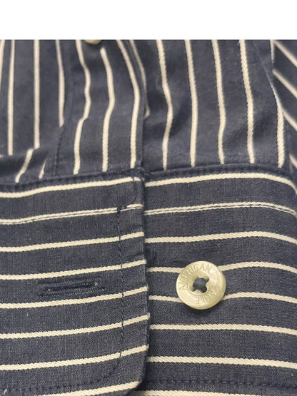 Large American Eagle Outfitters Striped Button Up Mens Shirt Blue