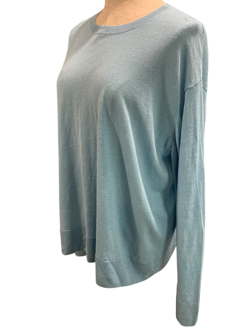 XL Nordstrom Signature Womens Blue Sweater Linen Blend Pullover