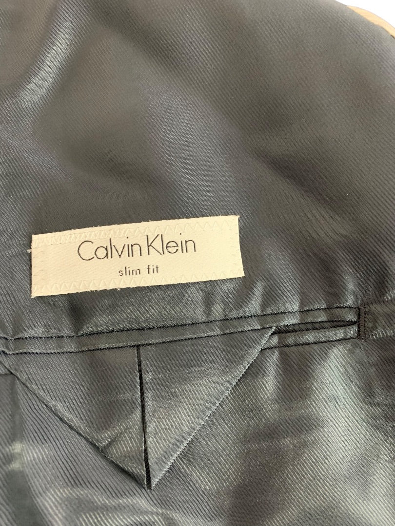 40R Calvin Klein Mens Slim Fit New Sport Coat Jacket Navy Blue Pinstripe Wool