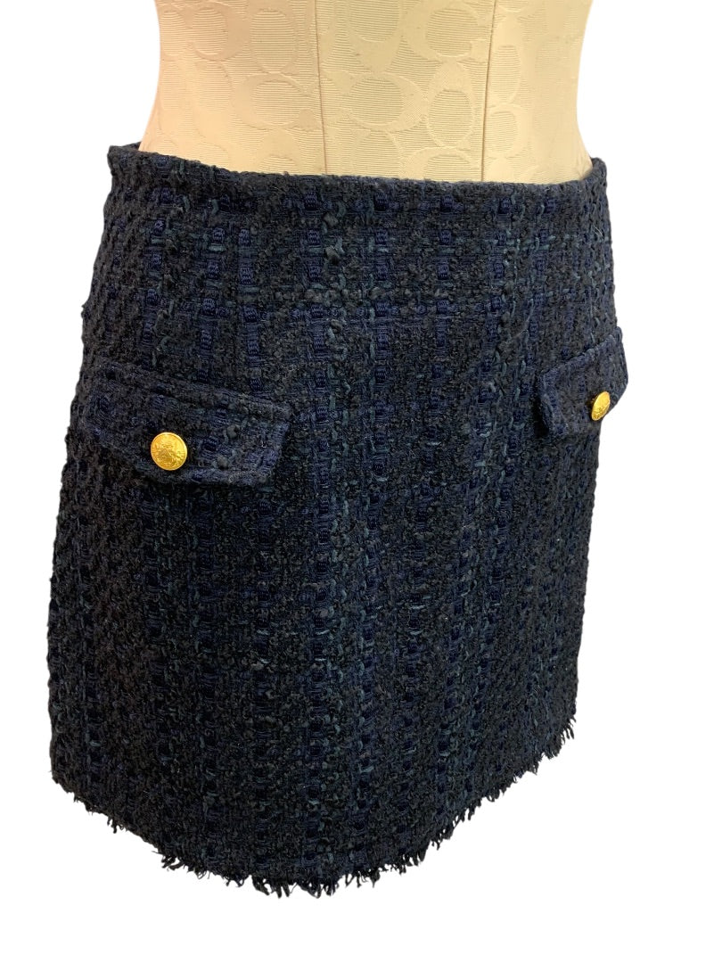 Size 6 Express Navy Blue Tweed Skirt Business Lined