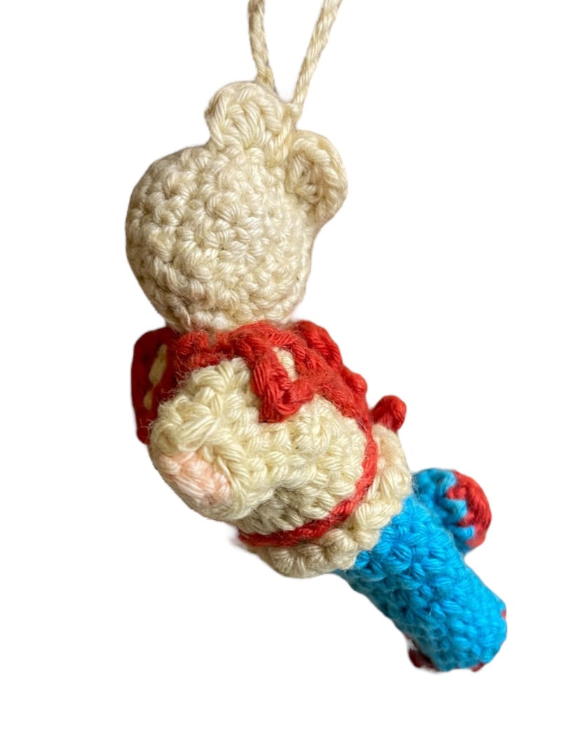 Vintage Amigurumi Japanese Crochet Crawling Baby Doll 2.5" Silk