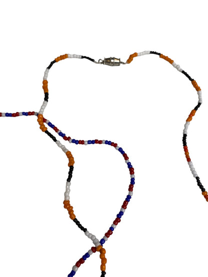 Lot of 3 Seed Bead Necklaces 14-19" Barrel Clasp Soccer Red White Blue