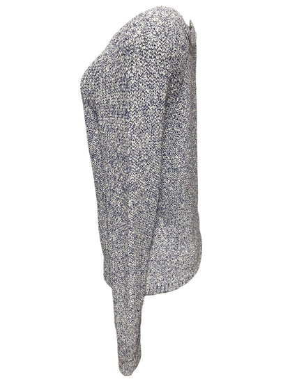 Medium Free People Womens Marled Knit Sweater Purple White