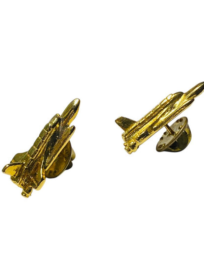 Pair of Vintage Space Shuttle Goldtone Lapel Pins Butterfly Back 1.25"