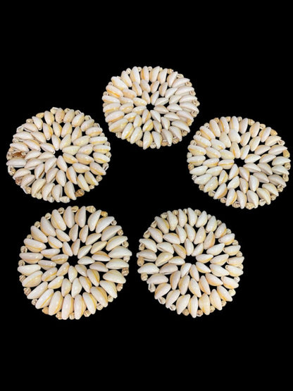 Set of 5 Seashell Coaster Trivets Cowrie Shell 4.25" Beach Home
