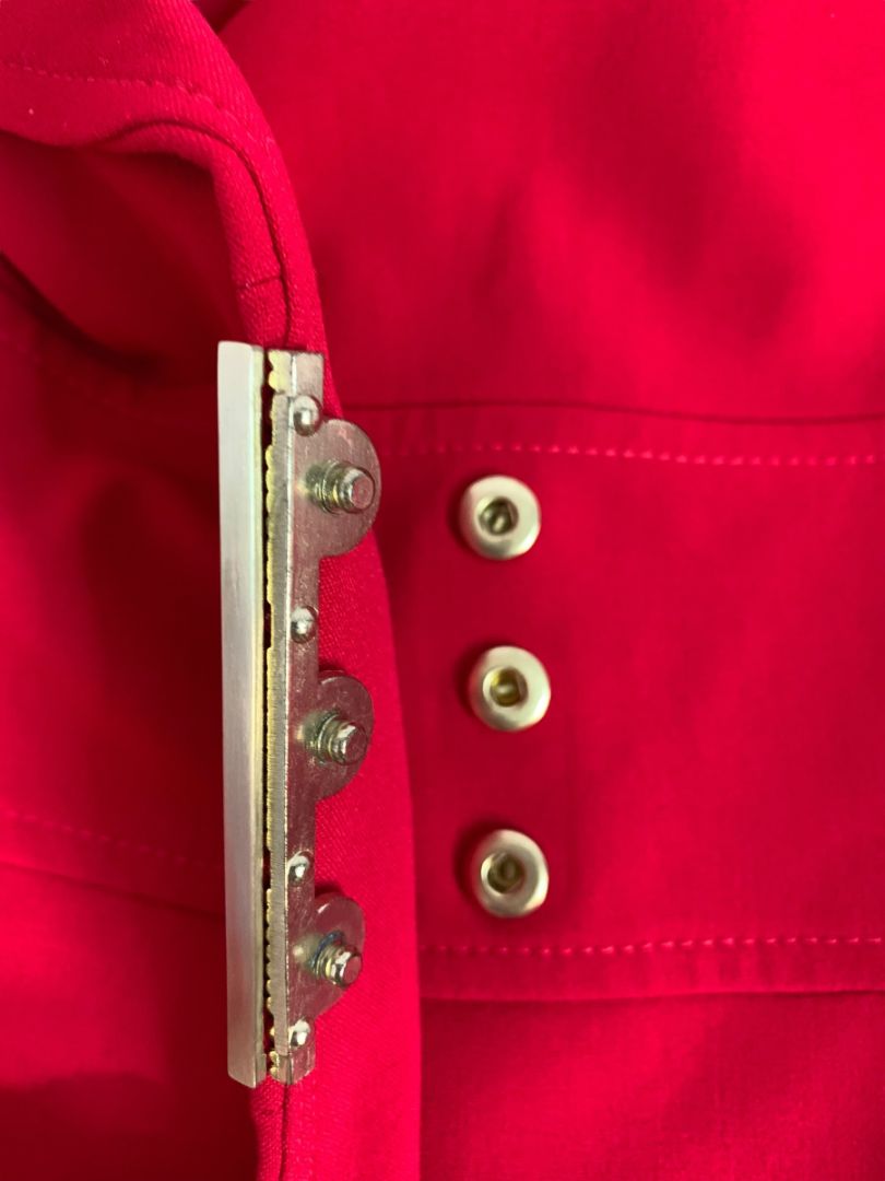 Size 6 Calvin Klein Red Skirt Suit Jacket Snap Closure