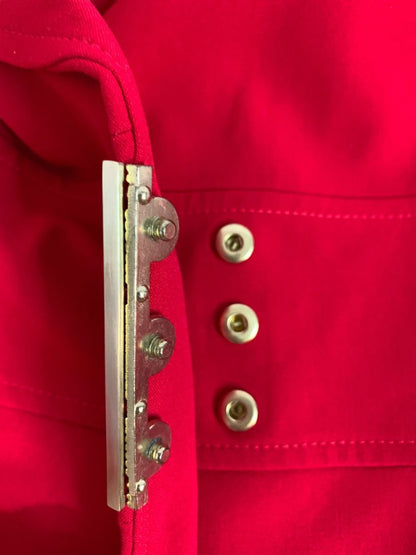 Size 6 Calvin Klein Red Skirt Suit Jacket Snap Closure