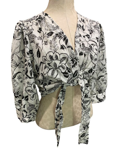 Medium Japra Womens Linen Blend Tie Up Front Shirt