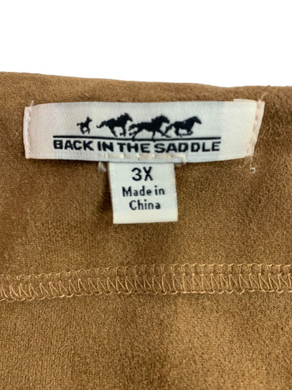 Size 3X Back in the Saddle Brown Fringed Midi Skirt Faux Suede Western