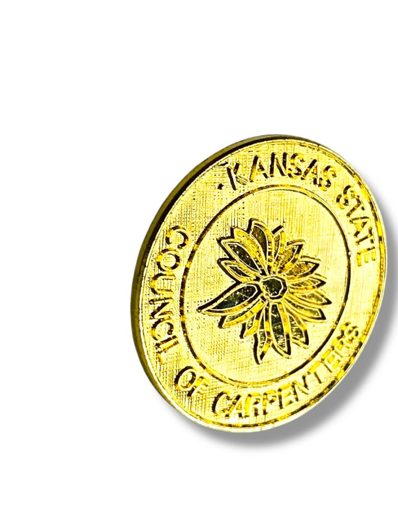 Vintage Kansas State Lapel Pin Council of Carpenters Goldtone 1"