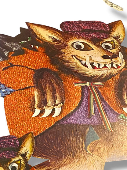 Vintage Eureka Cutout Wolf Set of 2 Halloween Cute 11" 7" USA Wolfman