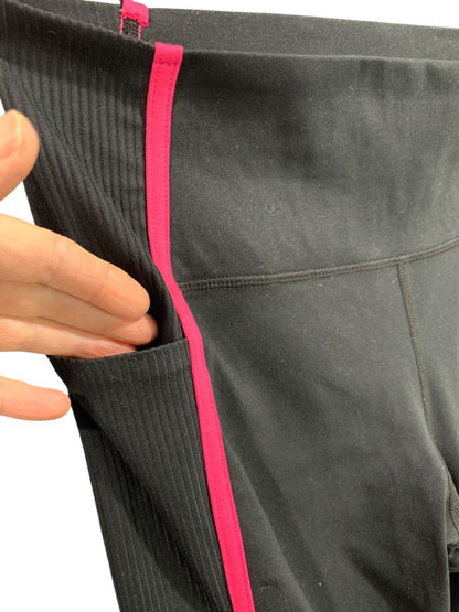 Medium Danskin Womens Black Leggings Pockets Pink Stripe