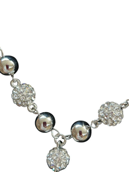 Silvertone Jewelry Set Pierced Earring Necklace Charter Club Sparkles