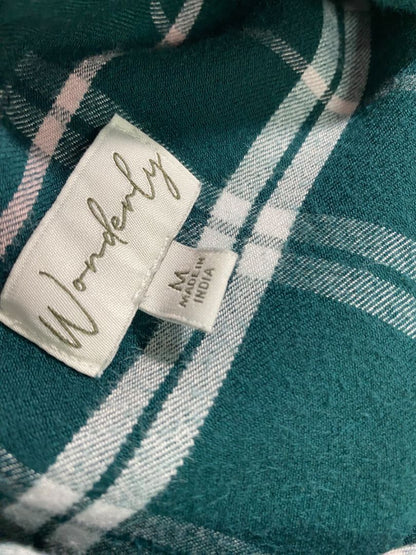 Medium Wonderly Womens Soft Plaid Flannel Button Up Dark Green