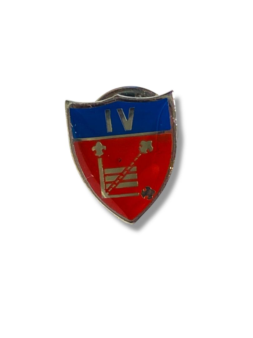 Vintage Enamel Military Lapel Pin Shield IV Red Blue .7"