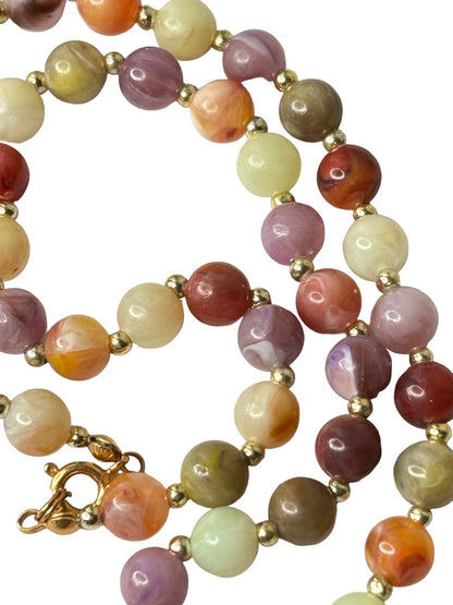 Acrylic Beaded 18" Necklace Multicolor Goldtone Spacers Lightweight