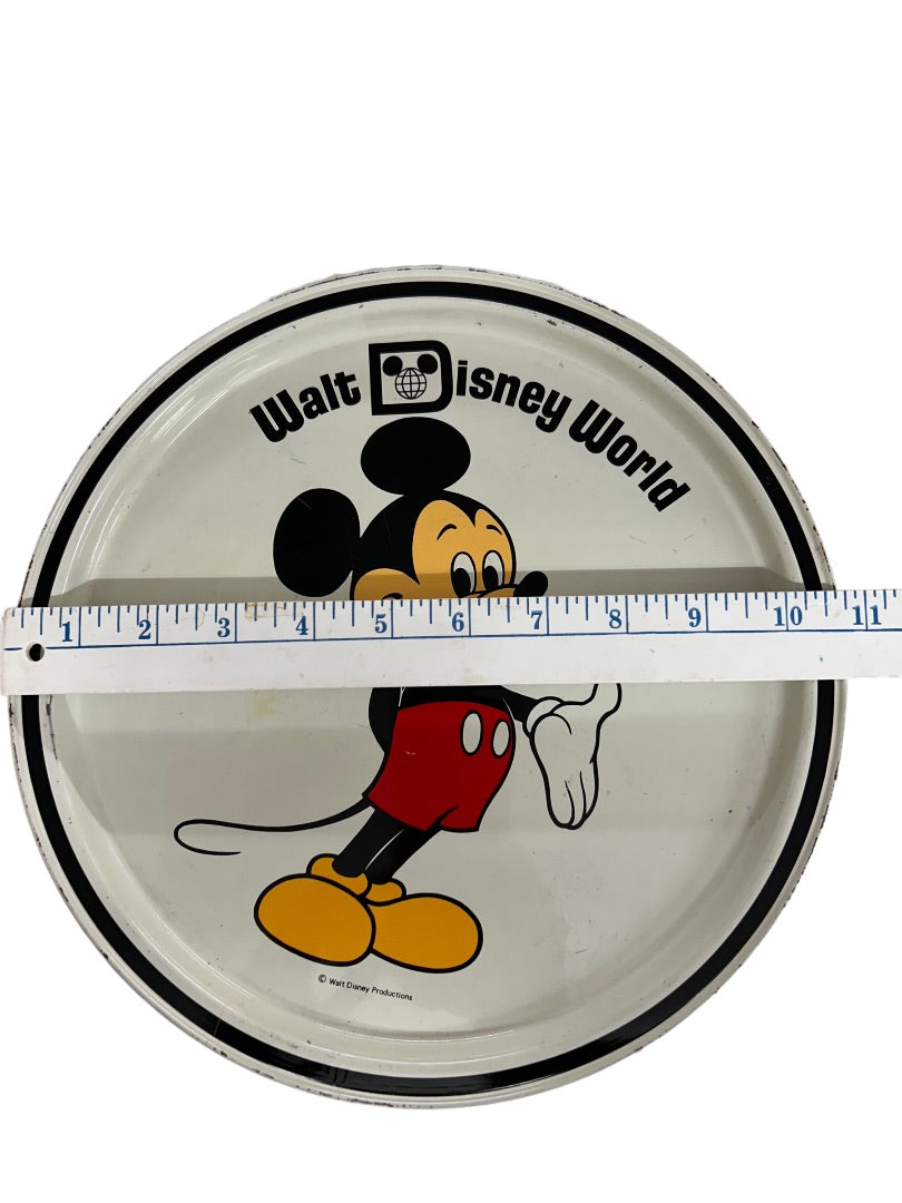 1970s Walt Disney World Mickey Mouse Tin Metal Plate 10.75" Tray