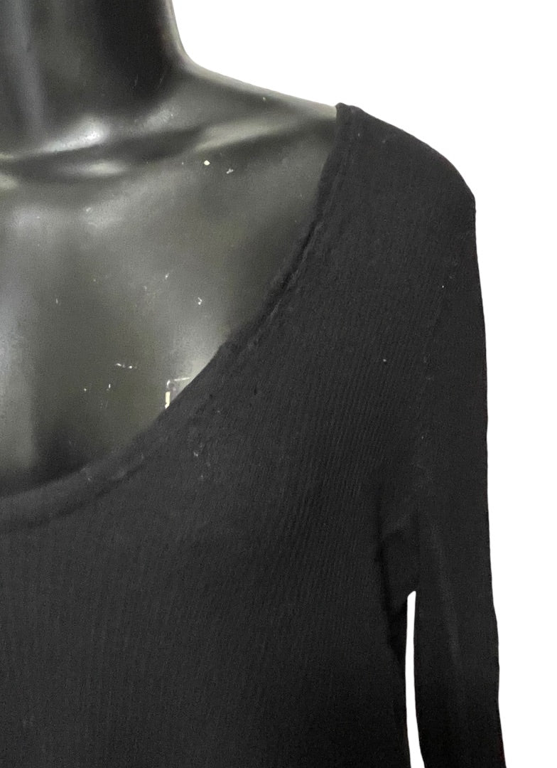 XS We The Free Waffle Knit Long Sleeve Oversize Womens Top Black
