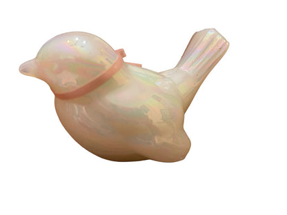 1990 Fenton Iridescent Opalescent Art Glass House Sparrow Bird Figurine Porcelain Rose