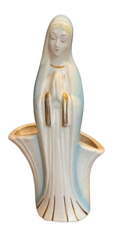 Virgin Mary Planter Praying Religious Ceramic Madonna 11"h Vintage Midcentury