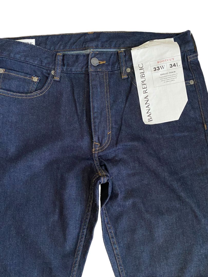 NWT Size 33 x 34 Banana Republic Boot Cut Dark Wash Denim Jeans