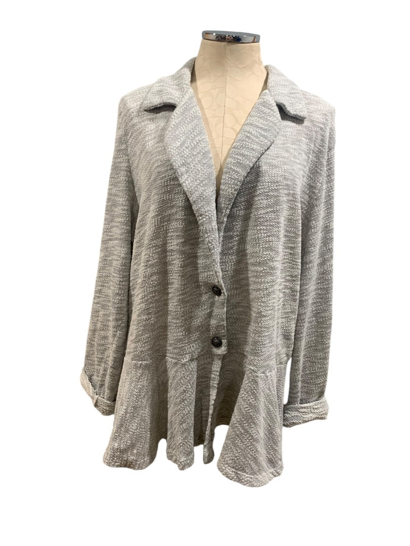 3X Bobeau Womens Gray Casual Peplum Sweater Lightweight Jacket