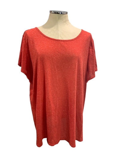 22/24 Cacique Womens Sleep Loungewear Tshirt Top Linen Blend Light Red