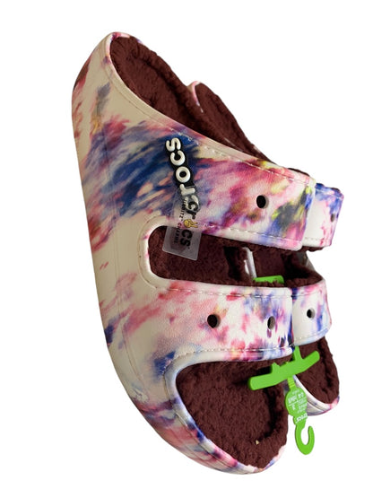 Crocs New Classic Cozy Tie Dye Sandal Mens Size 10 Womens 12 Garnet Fleece