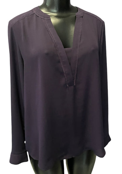 Small Simply Vera Wang Womens Popover Blouse Shirt Purple V-Neck