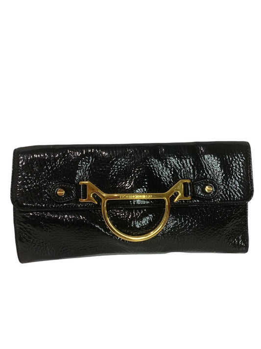 Borbonese Black Crinkle Patent Leather Envelope Clutch Bag 1990s