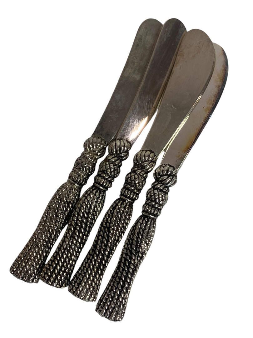 Elegance 4 Piece Hors D'oeuvres Spreader Knife Braided Tassel Handle