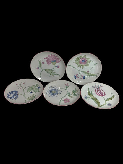 Taste Setters Set of 5 Cross Stitch Salad Plates 7.5 Inch Vintage
