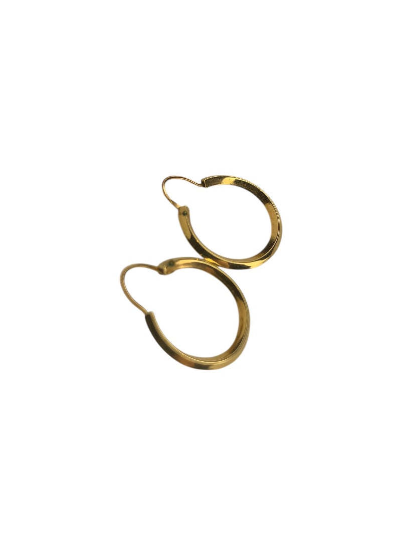 Goldtone Hoop Wire Hinged Pierced Earrings .75 Inch Diameter