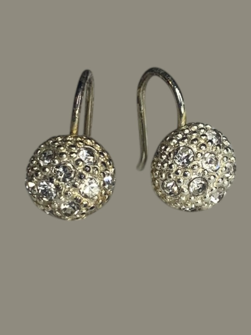 Sparkly Petite Round Hook Earrings .5 Inch Drop Dangle