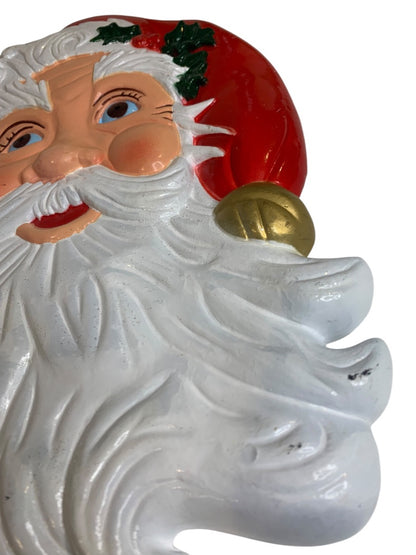 Plastic Santa Hanging Wall Decor Winter Retro 11.5 Inches