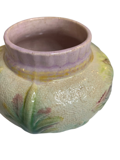Antique Majolica Pastel Jar 3.5 Inch High Marked