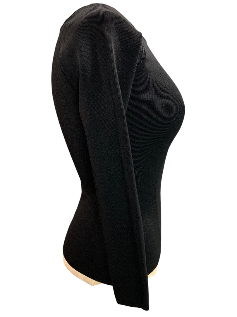 Small H&M Womens Black Fitted Wide Neck Stretch Top Shirt