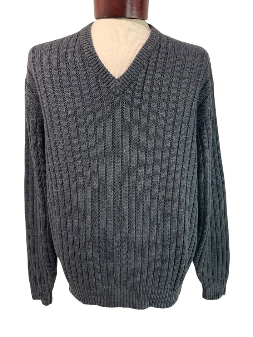 Medium Jos A Bank Mens V-Neck Sweater Wool Blend Charcoal