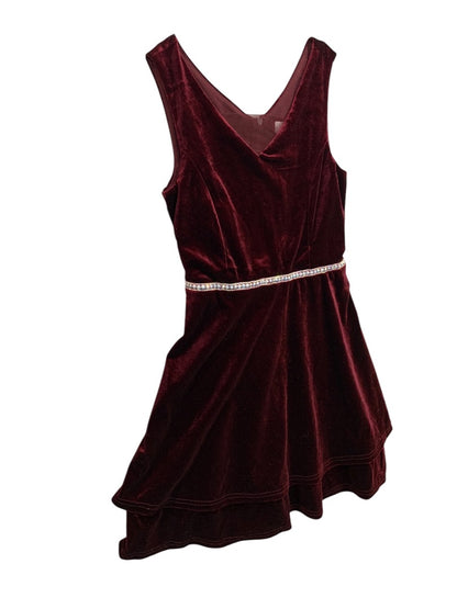 Size 10 Speechless Kids Sleeveless Burgundy Dress Velour Holiday