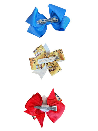 Set of 3 Princess Hair Clips Bows Beauty Frozen Snow White 3 Inch