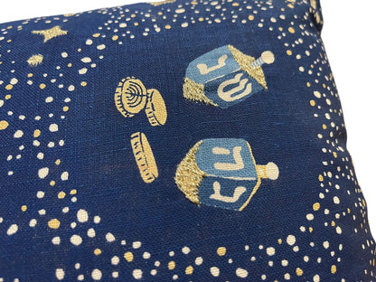 Threshold Hanukkah Throw Accent Pillow 14" x 20" Blue Embroidered