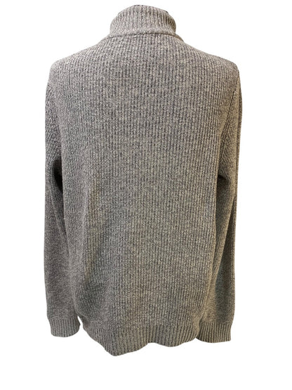 Medium G.H. Bass Mens Marled Knit Henley Sweater Gray White